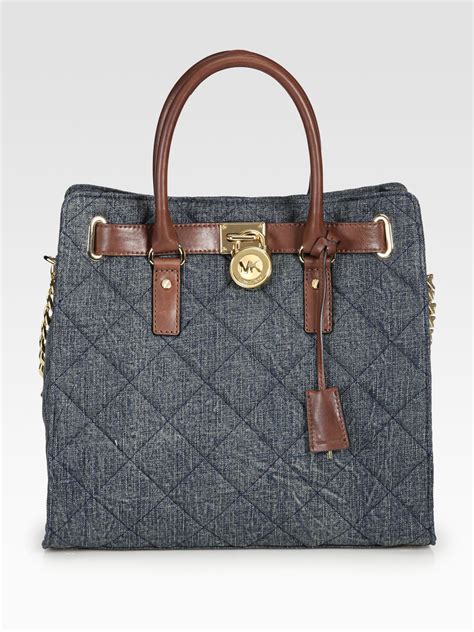 michael kors hamilton satchel blue|michael kors hamilton studded bag.